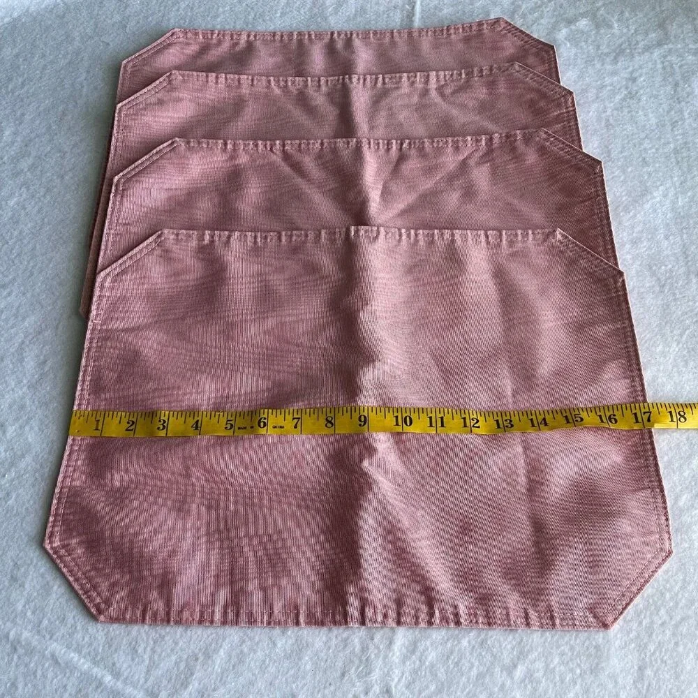 Vintage Placemats Reversible Octagonal Mauve Pink Textured Fabric Dining Kitchen